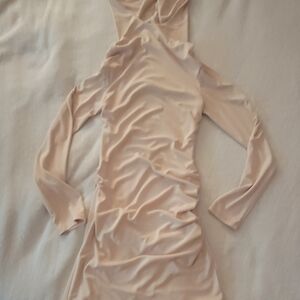 Elegant Cream Long-Sleeve Dress